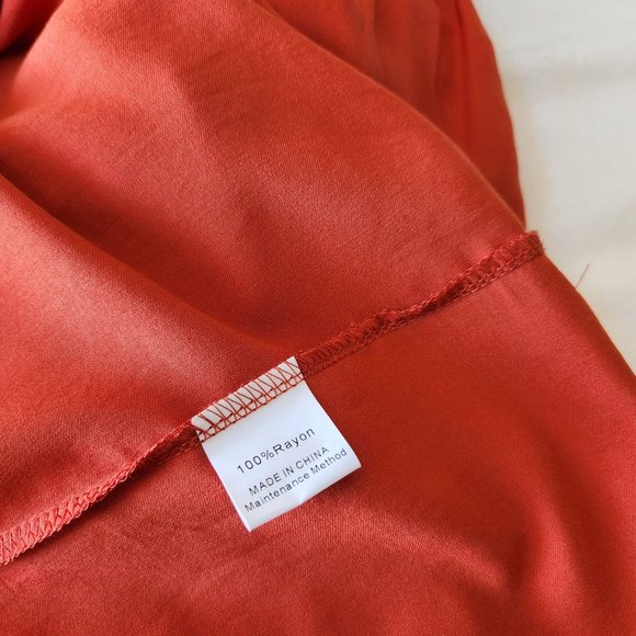 NEW! KYL smocked tiered dress with short ruffle sleeves in rust orange Size M - Picture 11 of 13